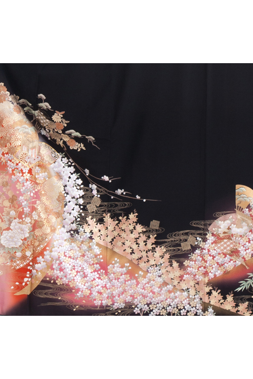 正絹 留袖 レンタル 5紋 120023 ピンク系 箔 紅葉