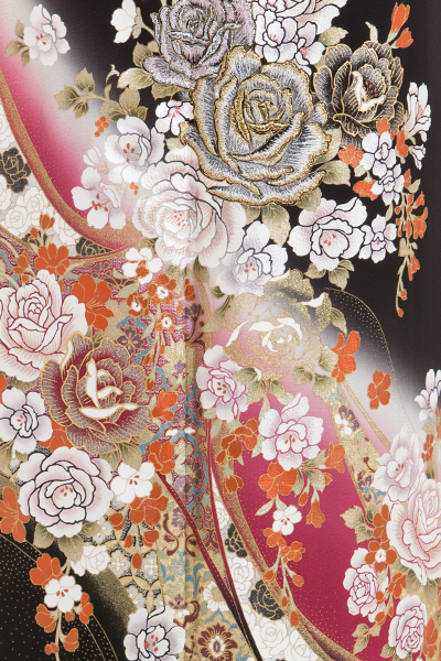 正絹 留袖 レンタル 5紋 120073 桂由美 ロイヤルロード 赤 薔薇