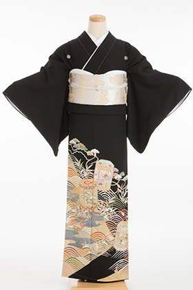 正絹 留袖 レンタル 5紋 120076 青海波に貝桶