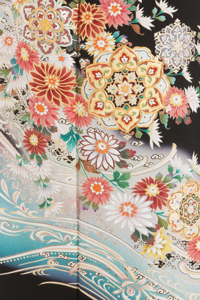 新品未使用❇️豪華黒留め袖　金銀彩暈し染め 　５つ紋　フルセット　A838 平和屋着物□豪華黒留袖 松竹梅扇面鳳凰花文 暈し染め 金彩