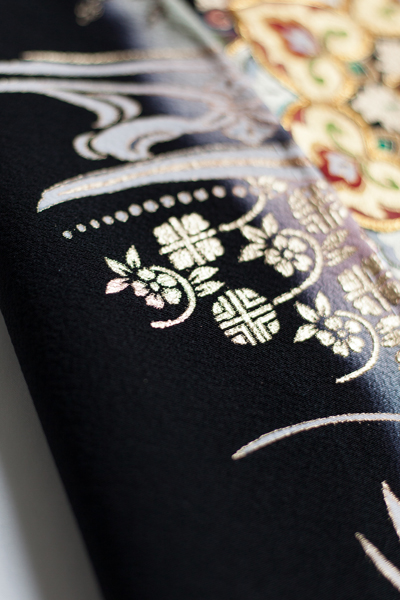 正絹 留袖 レンタル 五つ紋 120078 菊鏡流水・青暈し