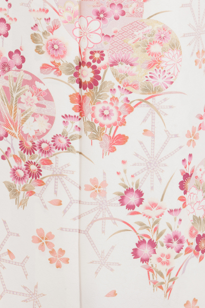 成人式 振袖 レンタル 140077-S 白地 ピンク 麻の葉柄