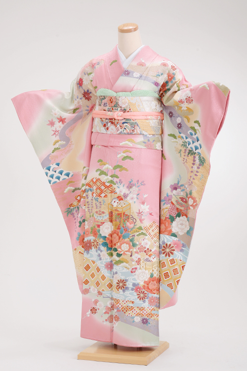 成人式 振袖 レンタル 140083-S ピンク 紗綾型 刺繍