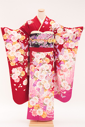 成人式 振袖 レンタル 140123-S ナカノヒロミチ 赤地 ピンク