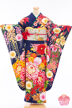 成人式 振袖 レンタル 140239-S 平祐奈・紺地 百花 TY-10 