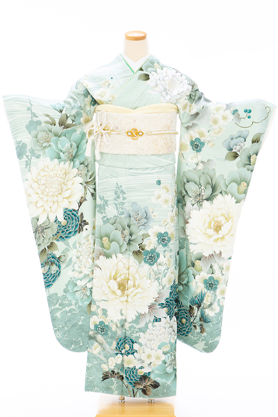 成人式 振袖 レンタル 140292-S 華徒然 ミント地 牡丹
