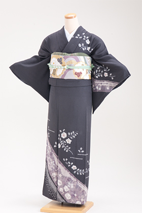 お宮参り祖母用 正絹 付下げ・訪問着レンタル 150015 グレー