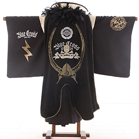 511ab3■七五三 五歳 男児 着物&羽織&袴&角帯＆長襦袢 黒紋付■美品 七五三 着物 レンタル 五歳 5歳 紋付・袴 310036 BLUECROSS 黒陣羽織