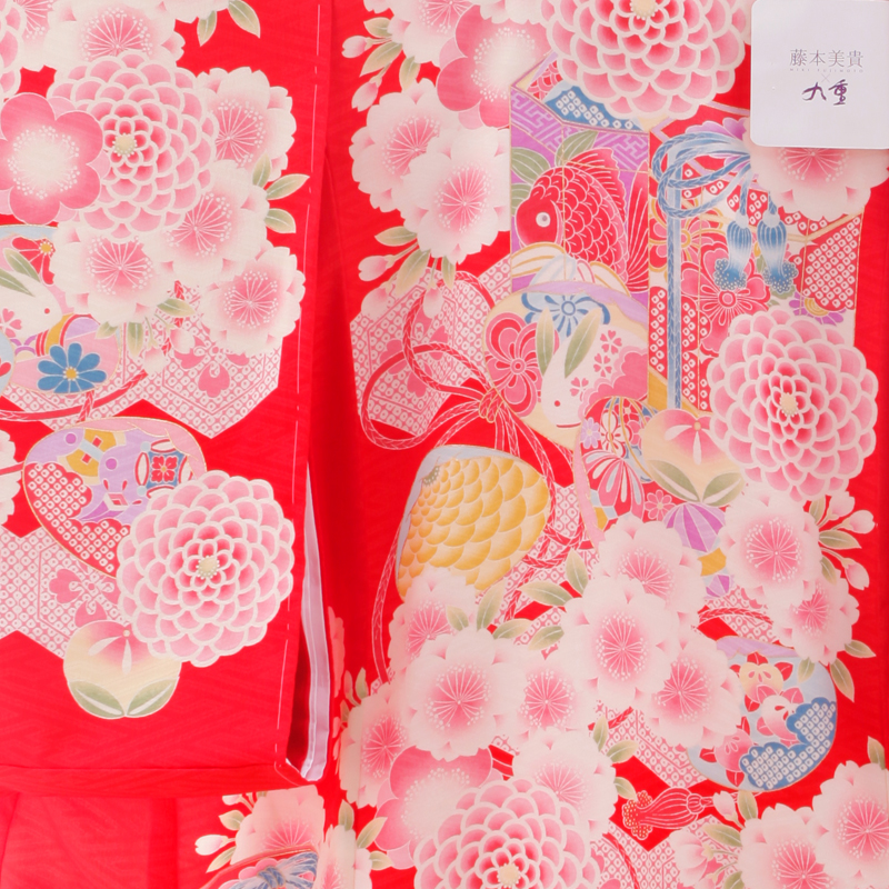 お宮参り・掛け着物 女児・産着 320077 藤本美貴×九重 オレンジ 菊模様