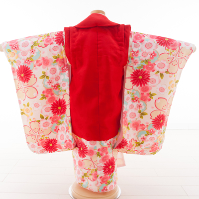 七五三 着物 レンタル 三歳 3歳 被布セット 320100 小町 kids 赤被布
