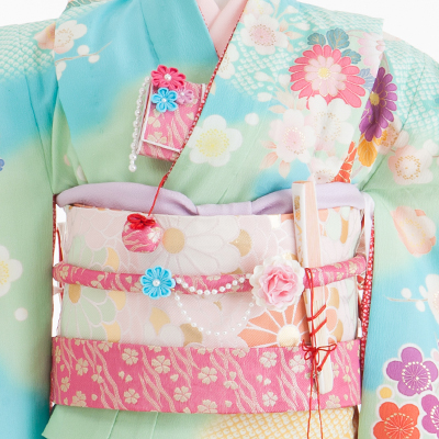 七歳★上品★鹿の子と花の格子柄★着物セット 七歳☆上品☆鹿の子と花柄の格子柄☆着物フルセット | 七五三