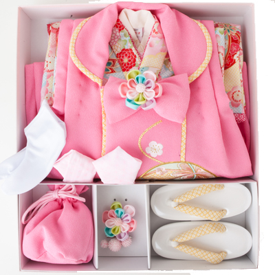 七五三 着物 レンタル 三歳 3歳 被布セット 320147 乙葉 水色鞠 ピンク