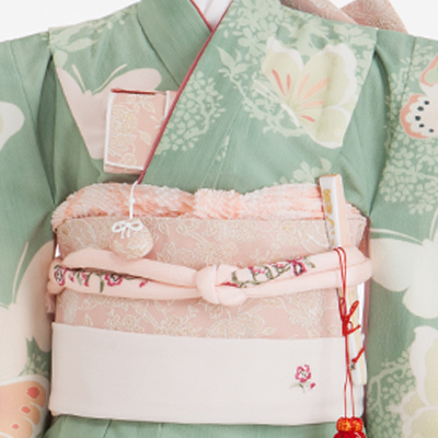 七五三 着物 レンタル 7歳 四つ身セット 320151 JILLSTUART 薄緑地 蝶々