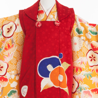 オレンジ色の被布をリクエストされたs様の確認用です 七五三 被布 コート 単品 3歳 女の子 地紋 ホワイト オレンジ カーキ