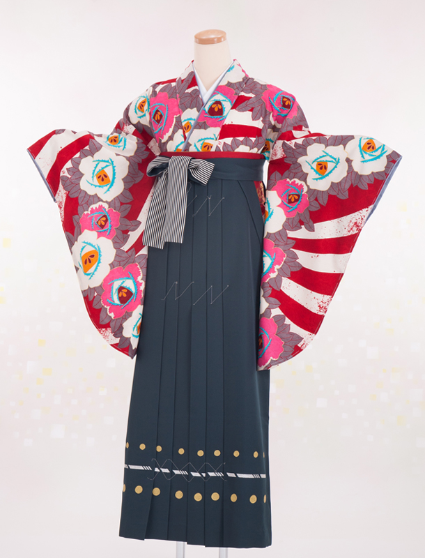 卒業式用 小振袖・袴セット レンタル 340049 モダン・アンテナ Modern 