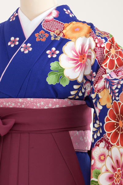 卒業式用 小振袖・袴セット レンタル 340073 from Kyoto 青地 辻が花